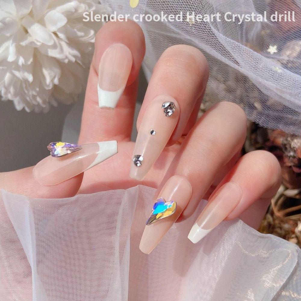 Mxbeauty Kristal Pesona Kuku Bengkok Flash Kuku Kecantikan Hiasan Kuku Nail Rhinestones Salon Kuku 3D Nail Charms