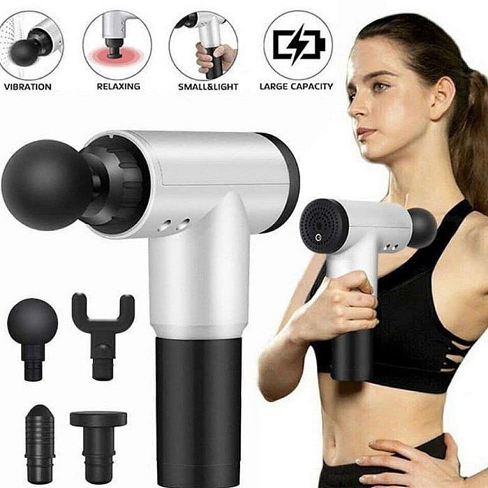 Alat Pijat Badan Fascial Gun Massage Gun Massager Elektrik Facial Gun Rechargeable Massager