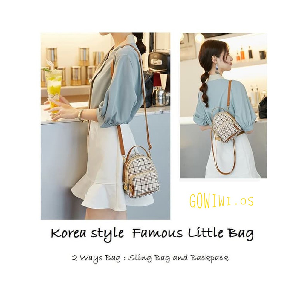 Selempang Korea / Ransel Mini korea / Tas Mini Wanita / Backpack Mini / Tas Kulit Import