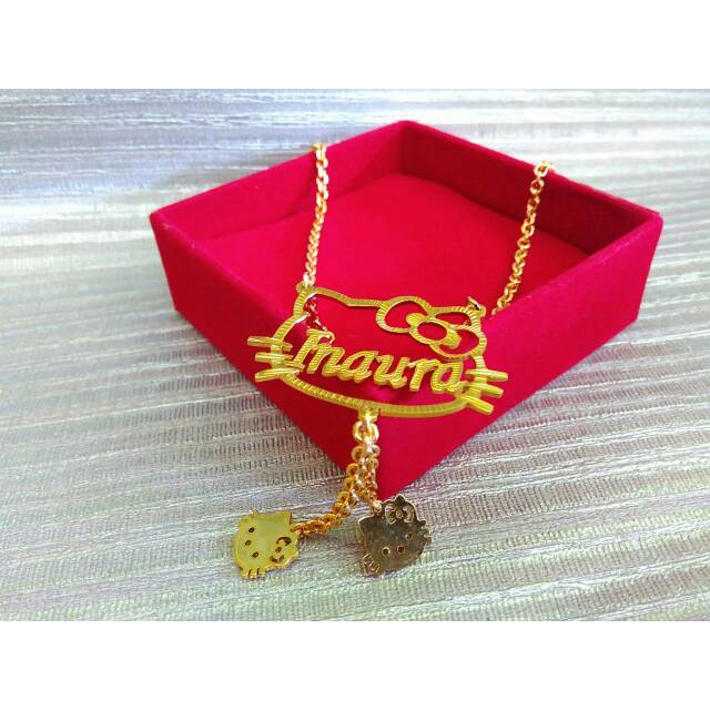 Liontin Nama Anak || Liontin Nama Lapis Emas || Liontin Hellokitty TERLARIS