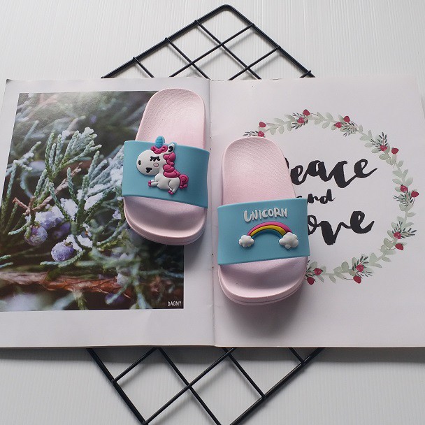 plazababyku SANDAL UNICORN RAINBOW Sandal Anak Selop Karet Import Berkualitas 1-8 Tahun