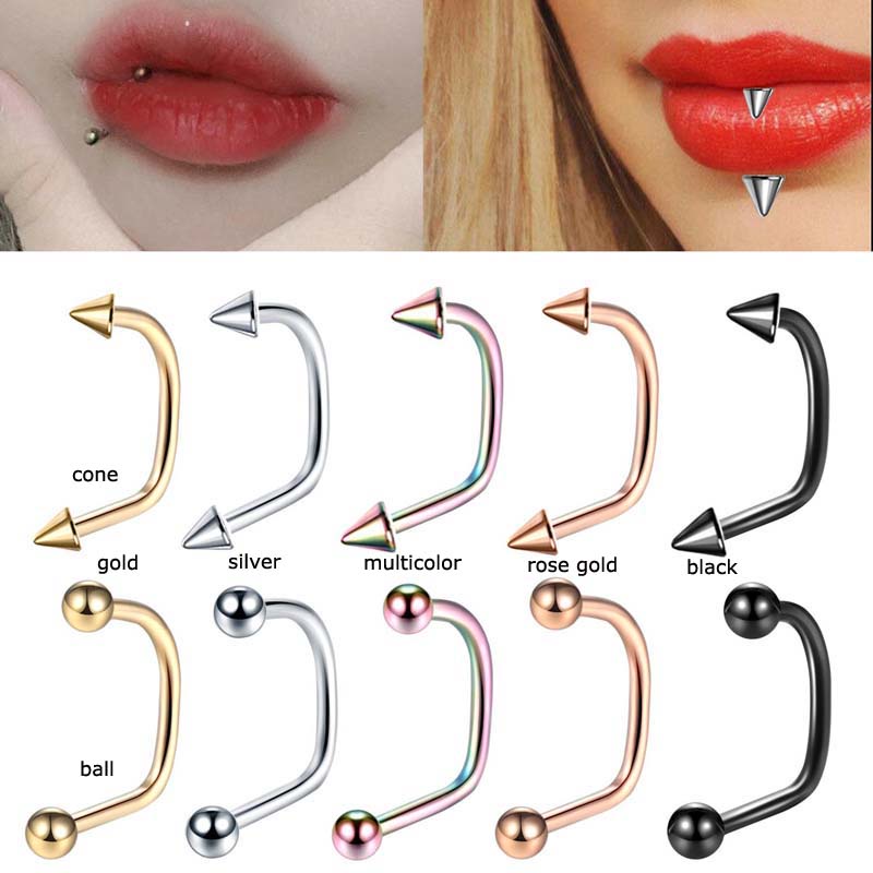 1pc Anting Tindik Bibir Bentuk U Bahan Stainless Steel 16gauge 10mm 12mm Untuk Priawanita