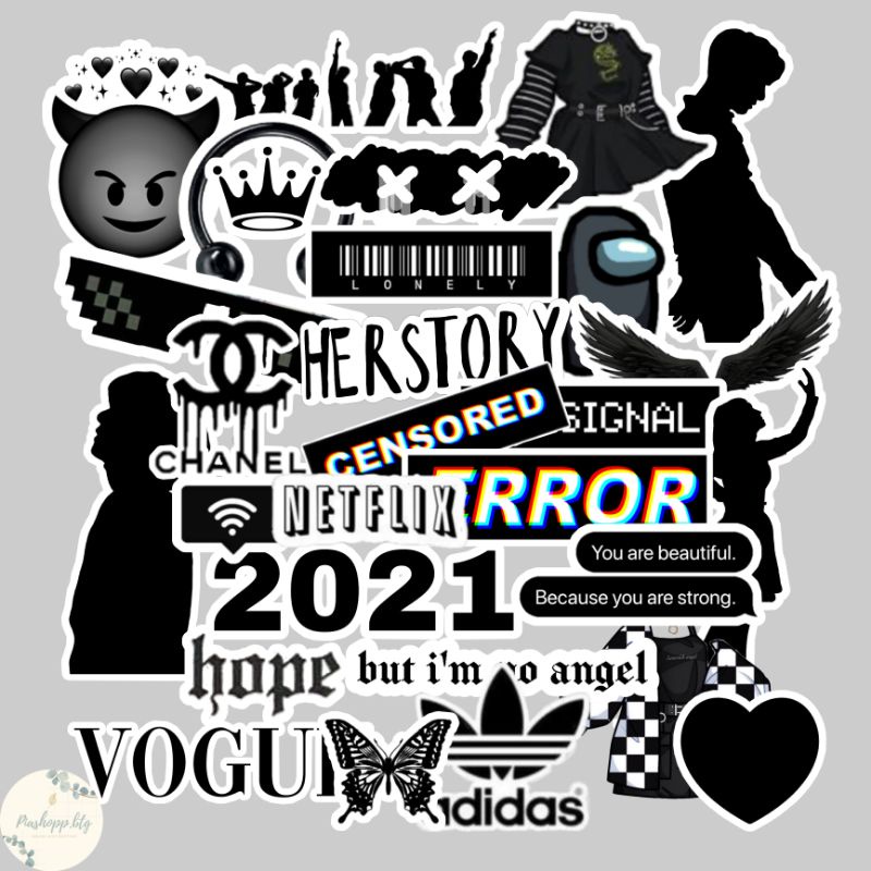 

22 PCS STICKER AESTHETIC HITAM
