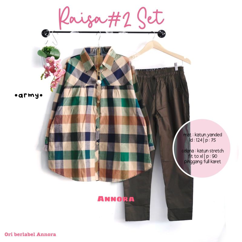 Set Wanita Kemeja Kotak//Raisa Set