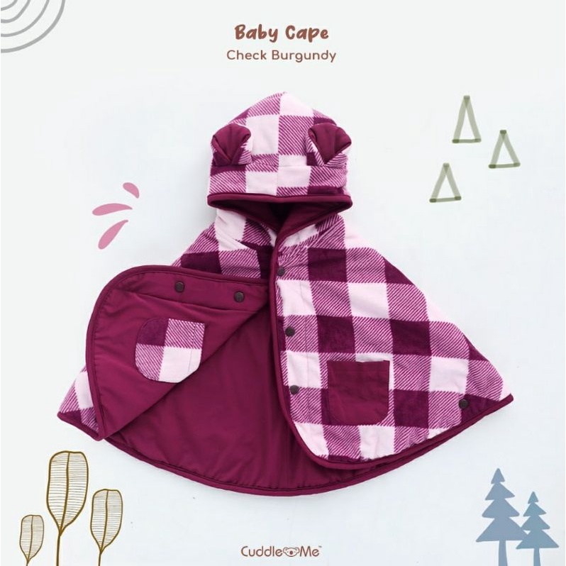 CUDDLEME BABYCAPE SELIMUT JAKET BOLAK BALIK MANTEL KOREA KADO BAYI-Check burgundy
