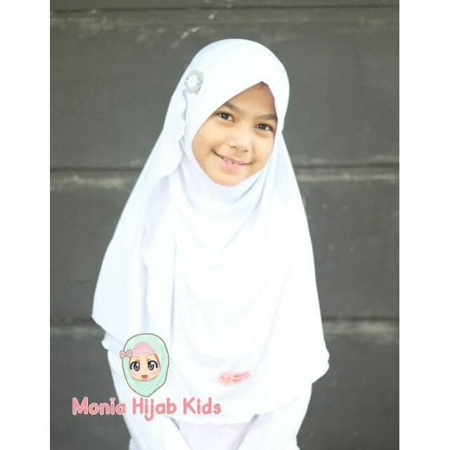 *obral**   Jilbab anak instan edisi sekolah , monia hijab kids size L 5-8 thn   _hijab segi empat