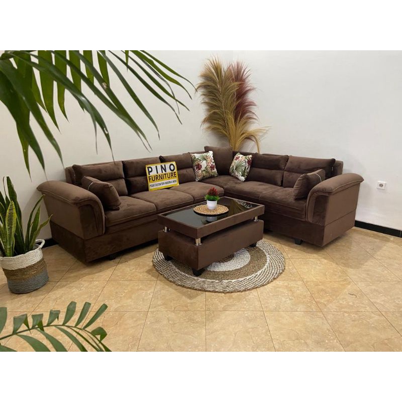 Sofa L sudut doble spon