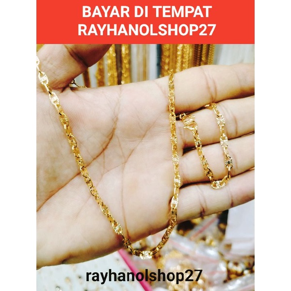 Perhiasan wanita terbaru RO-27 kalung pecah kopi 'P 45-60cm lapis emas 23k anti karat