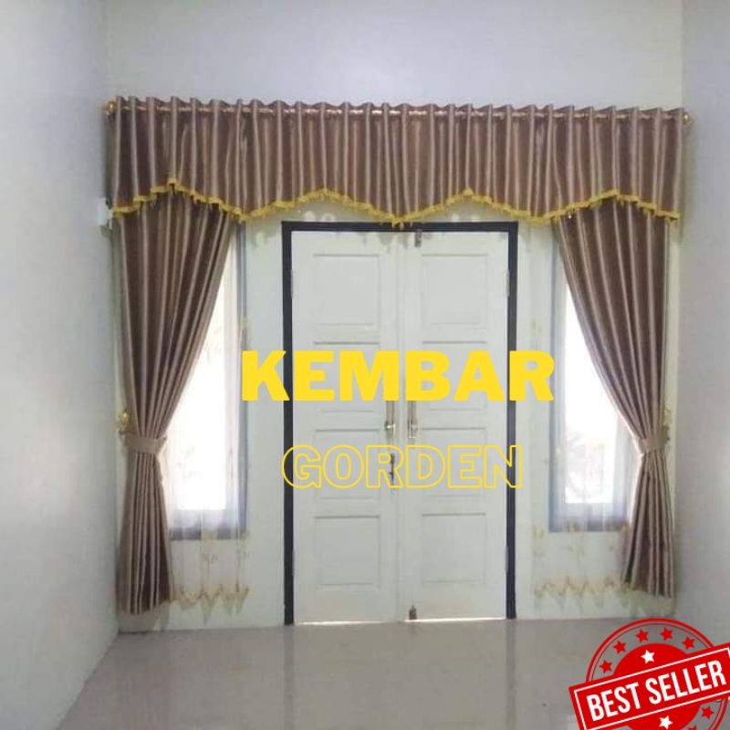 Gorden Set Pintu/Hordeng Pintu/Korden Set Pintu Poni Mewah Import