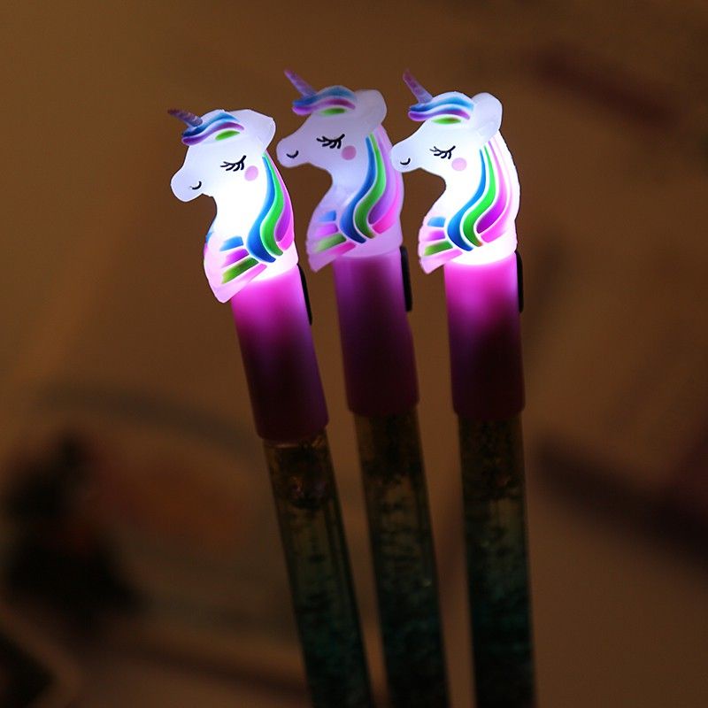 

PULPEN GEL GLITTER LED RGB MOTIF UNICORN LUCU IMUT / BOLPEN GEL KARAKTER FS PP153