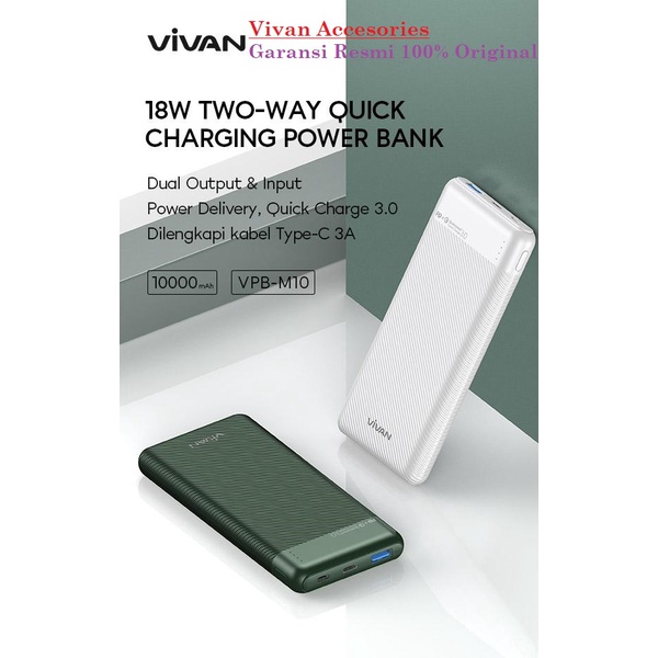 power bank Vivan VPB-M10 10000mAh Fast Charging PD QC3.0