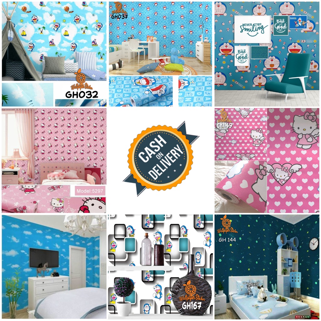 COD - Wallpaper Sticker Dinding Motif Premium Dan Karakter motif anak 45CMX4M Termurah