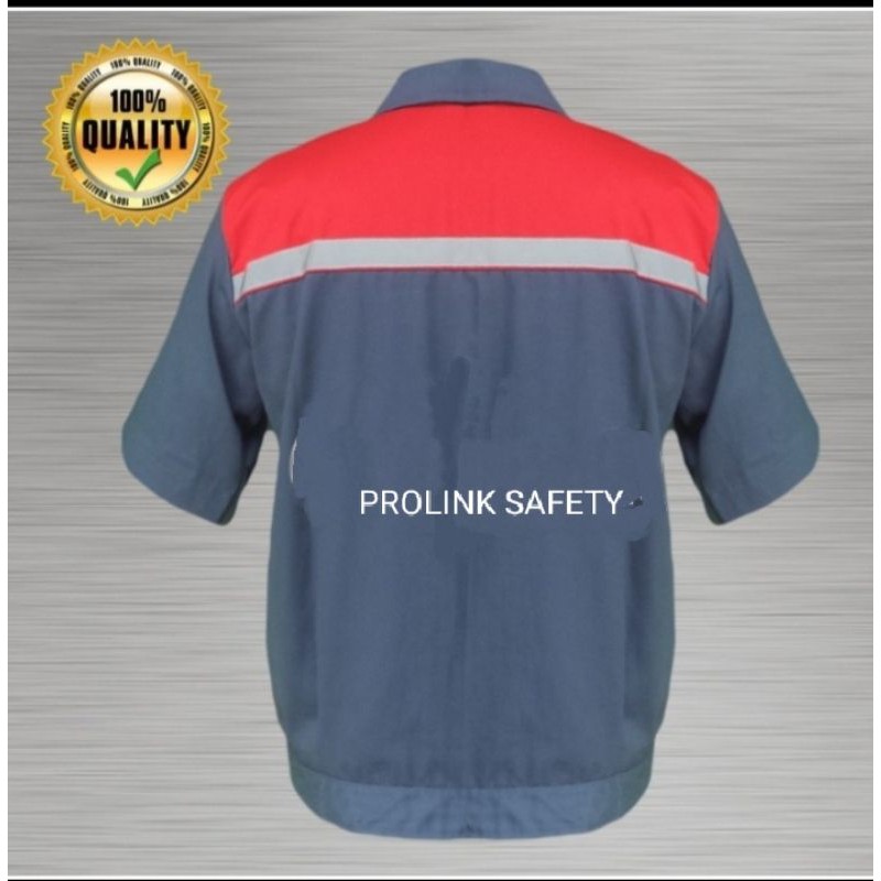 LENGAN PENDEK RESLETING BAJU SAFETY ABU MERAH