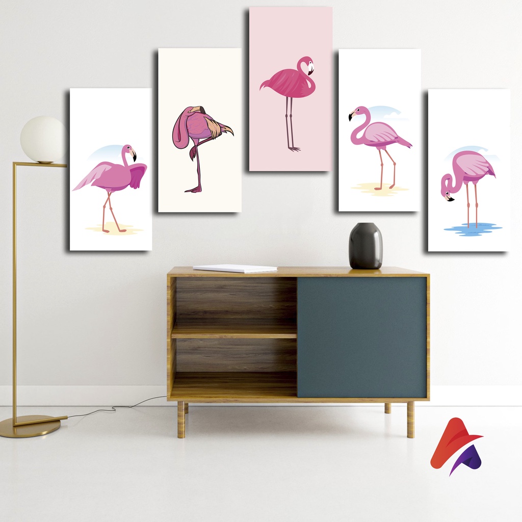 HIASAN DINDING FLAMINGO (10X20) PAJANGAN FLAMINGGO WALL DECOR RUANG TAMU Rumah BURUNG FLAMINGO