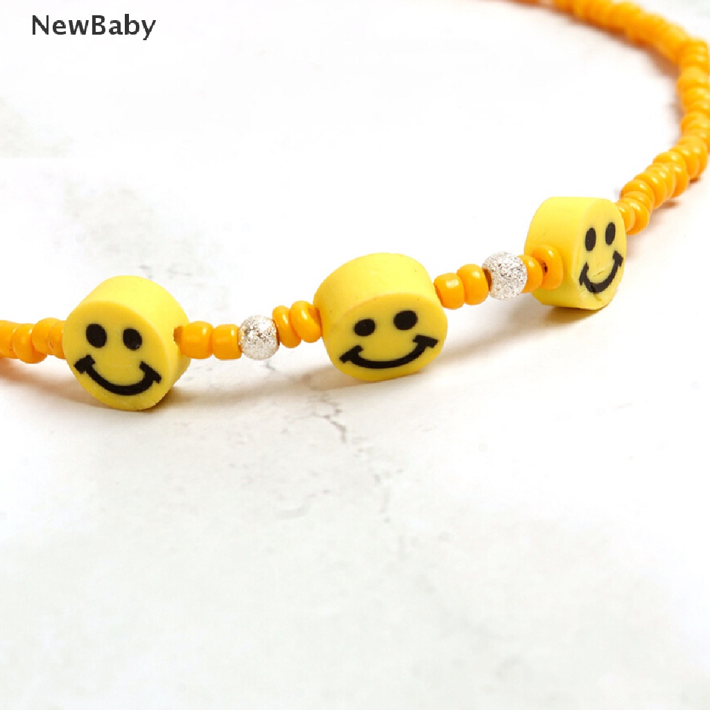 Kalung Choker Gaya Bohemia Aksen Manikmanikwajah Tersenyum Warnawarni Untuk Hadiah Bayi Perempuan