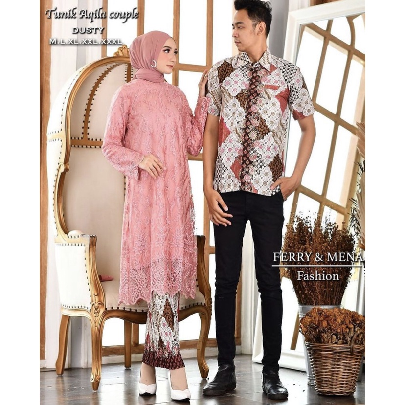 A.C>>>TUNIK AQILA COUPLE/ COUPLE SET TUNIK DENGAN KEMEJA BATIK/ SET PAKAIAN COUPLE