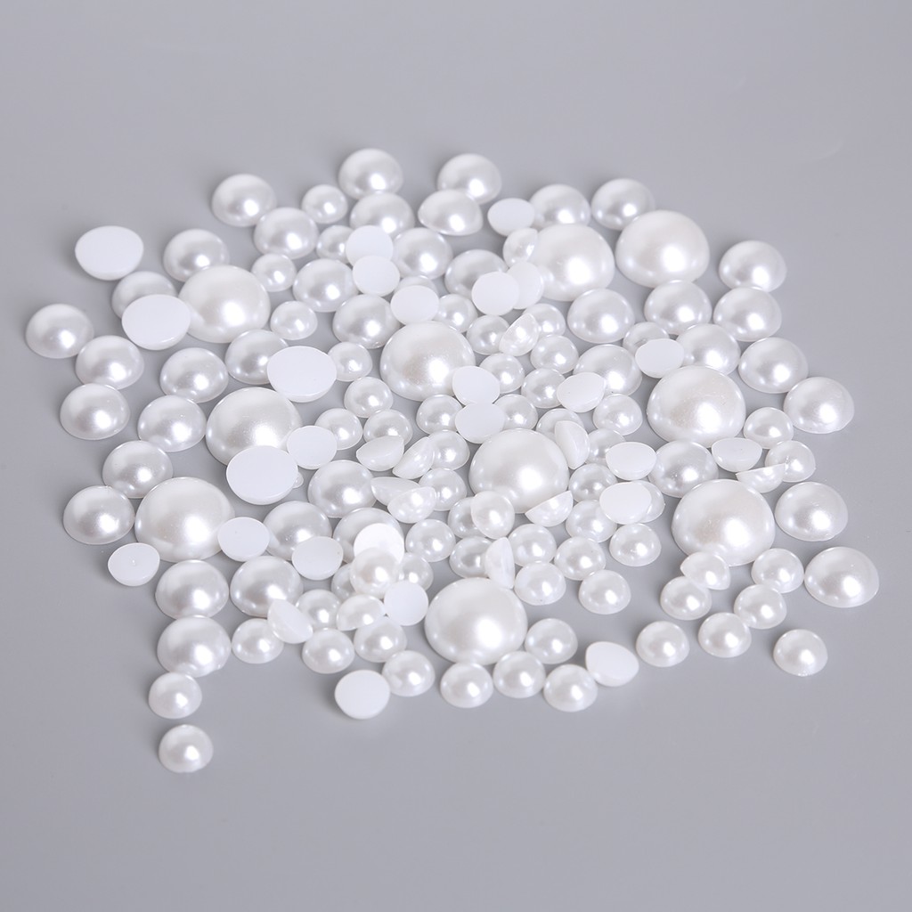 6-14 mm White/Ivory/Random Mixed Color Flatback Half Round Pearl Craft ABS Imitation Pearl Resin Scrapbook Beads DIY Decorate