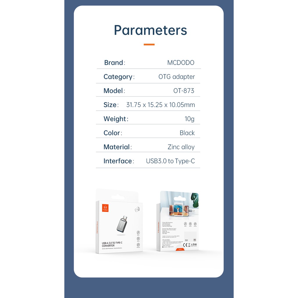 Mcdodo OTG Type-C Male to USB Female Adapter Converter Android Macbook
