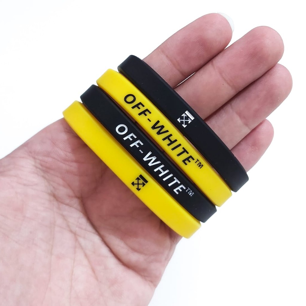 Gelang Pria Rubber - OFF WHITE - Aksesoris Fashion Hype [ Gratis Ongkir / Cod ]