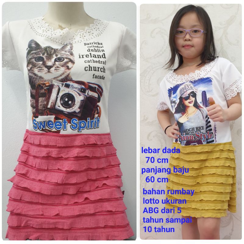 Tokoabelgrosir model rumbay umur 6 - 12 tahun bahan lotto warna random