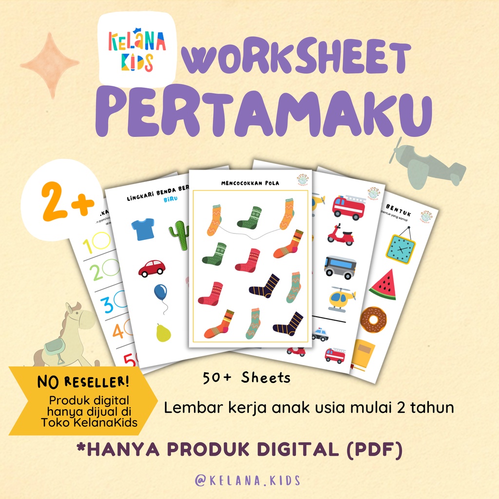 Jual Lembar Kerja / Printable Worksheet Pertamaku Untuk Anak Usia 2