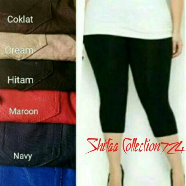 Celana Pendek Wanita Dewasa / Legging Jumbo / Legging Murah / Celana Pendek Wanita / Legging Pendek 7/8 Kantong (BB 80-100 Kg / Super Jumbo)