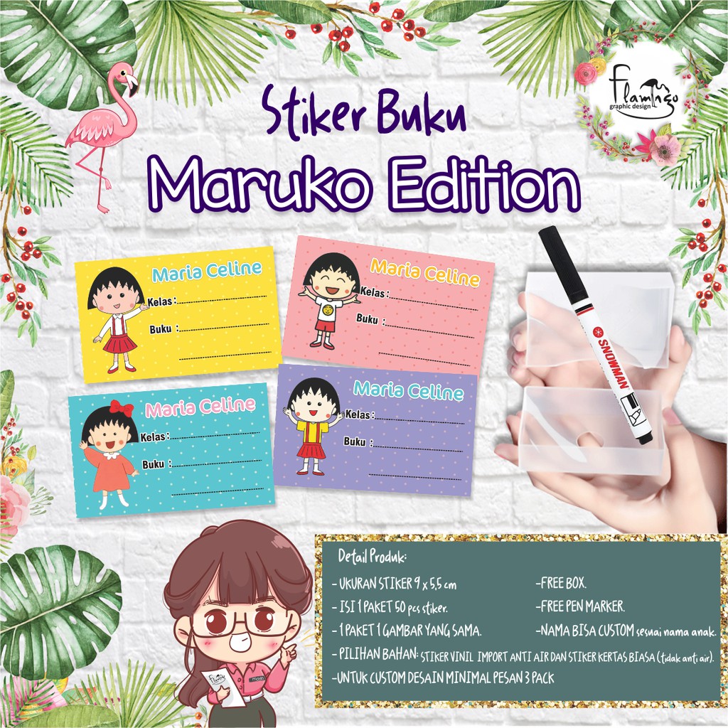 

STIKER BUKU CHIBI MARUKO CHAN EDITION FREE CUSTOM NAMA ANAK