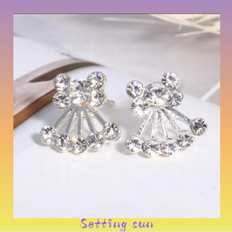 Anting Mutiara Pejantan Kristal Fashion Hati Mutiara Kristal Stud Anting-Anting Pesona Zirkon TN