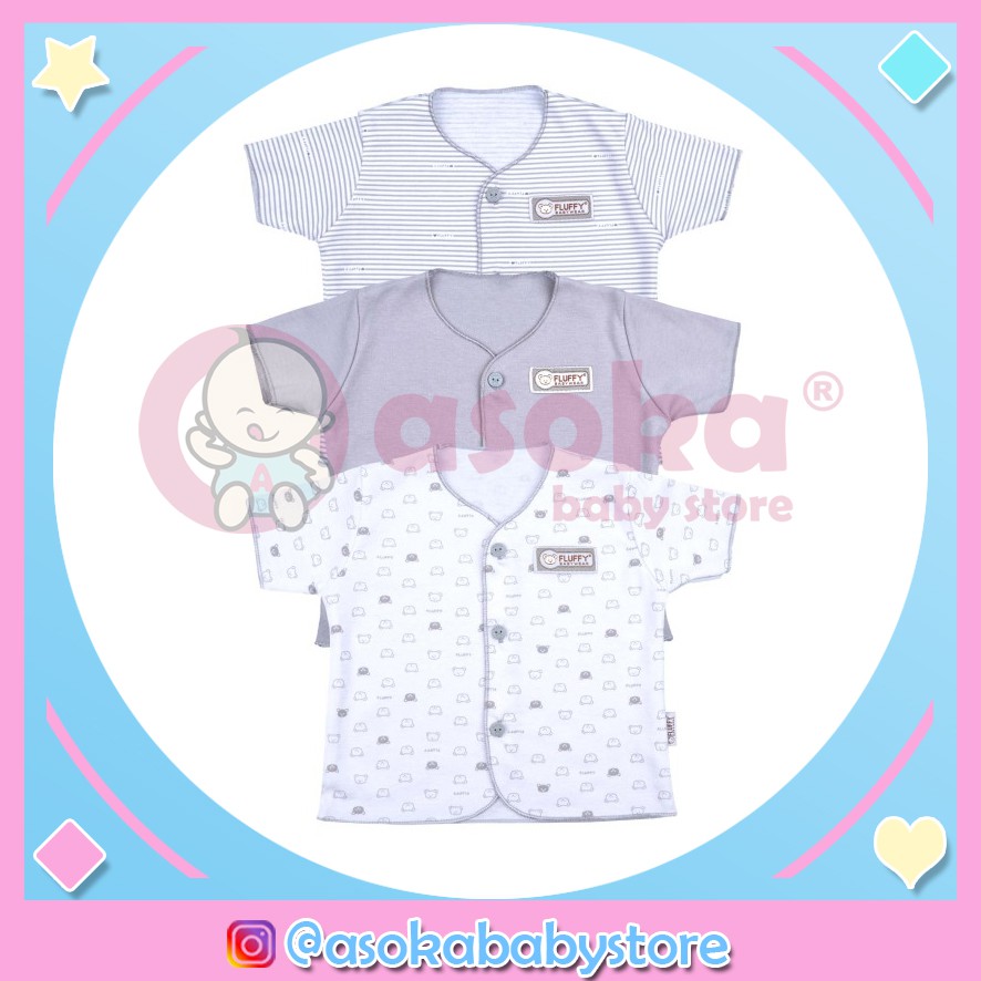 Fluffy Baju Pendek Neci Newborn Abu Bdan Abu ASOKA