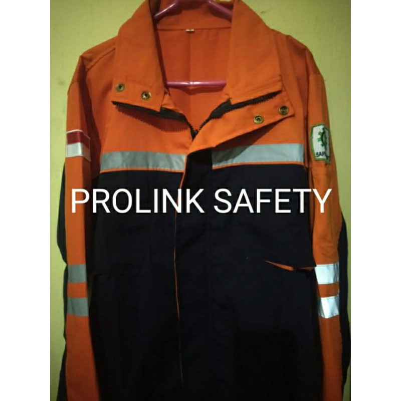 SERAGAM SAFETY SEMI JAKET DONGKER ORANYE RESLETING