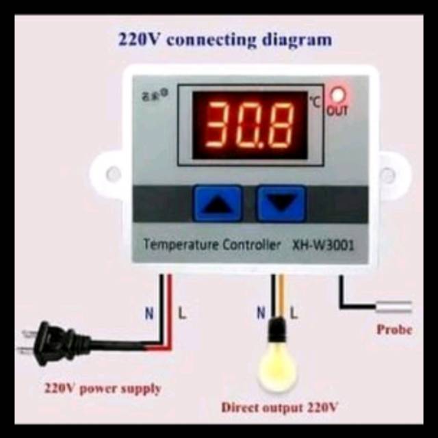 Thermostat Digital AC 220V XH W3001 termostat Alat pengatur suhu temperatur mesin tetas telur