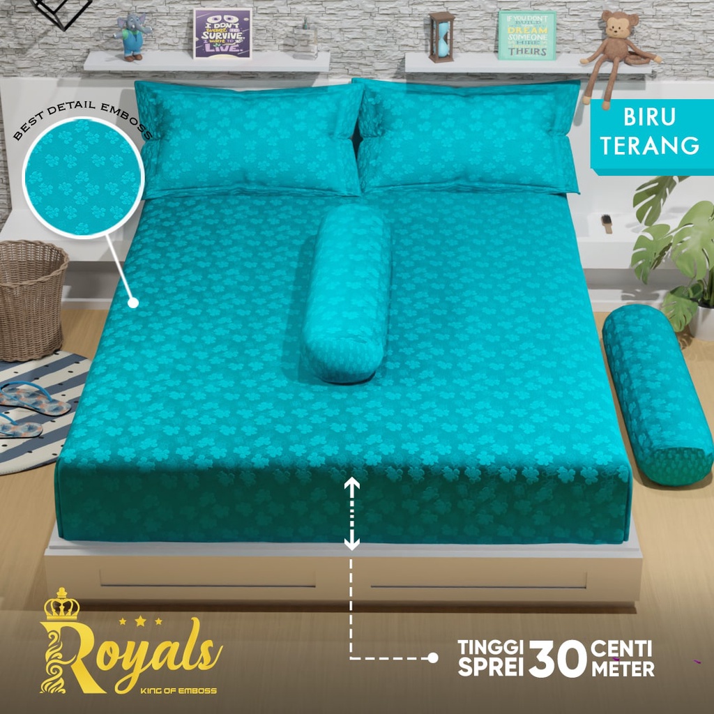 Royals Sprei Jacquard Emboss Uk 160/180 - Biru Terang