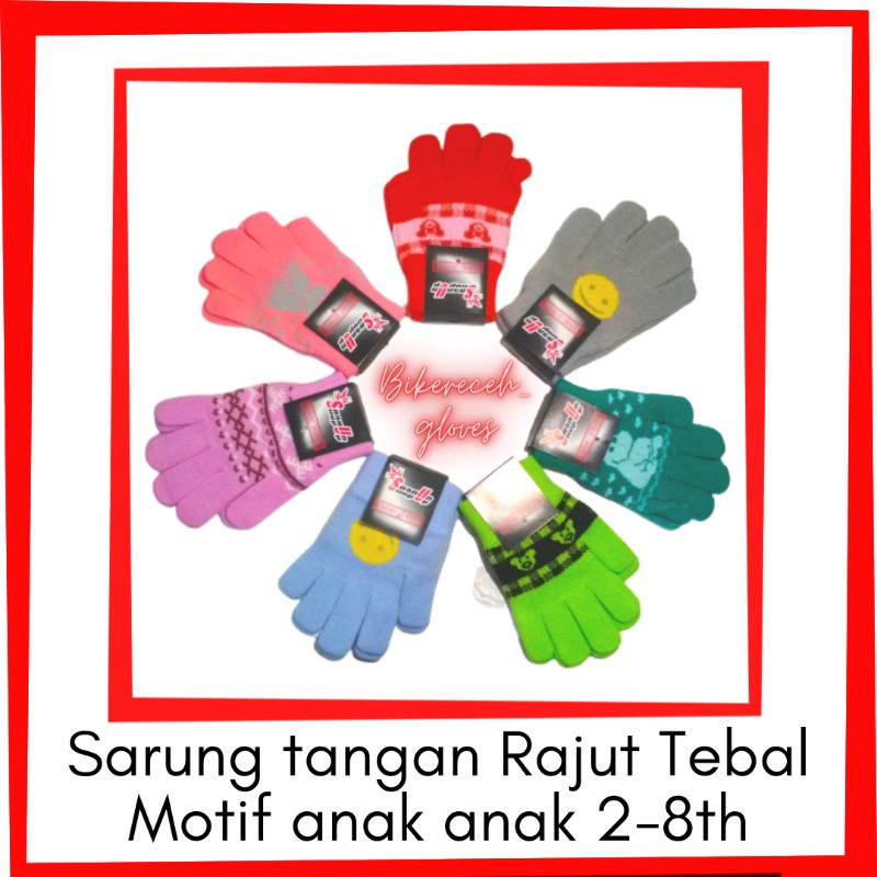 Sarung Tangan Rajut Motif Lucu Tebal Anak Cewe Wanita Bagus 5 - 8 tahun TK - SD