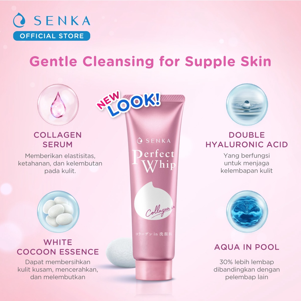 SENKA - Perfect Whip Collagen-in 50g ( Pembersih Wajah, Meningkatkan Elastisitas Kulit, Awet Muda)