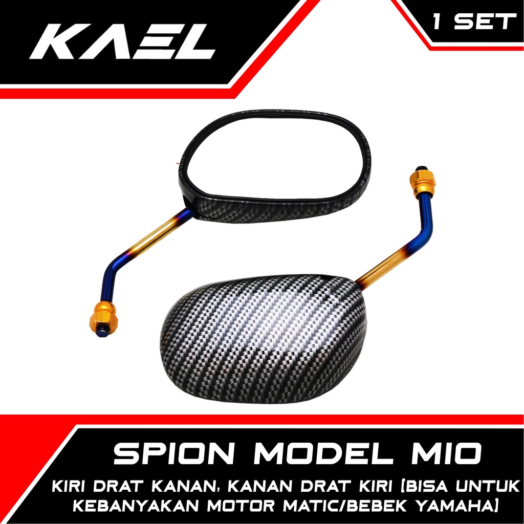 Spion Standar-Carbon Yamaha Mio Lama-Smile-Sporty-J-M3-Z-S/Soul GT 115-125 New/X-Ride/Vega-R-ZR-RR New/Jupiter-MX-Z-Z1/F1ZR/Force 1/Fino F1-FI Blue XX-Two-2 Tone-Bluexx Karbon