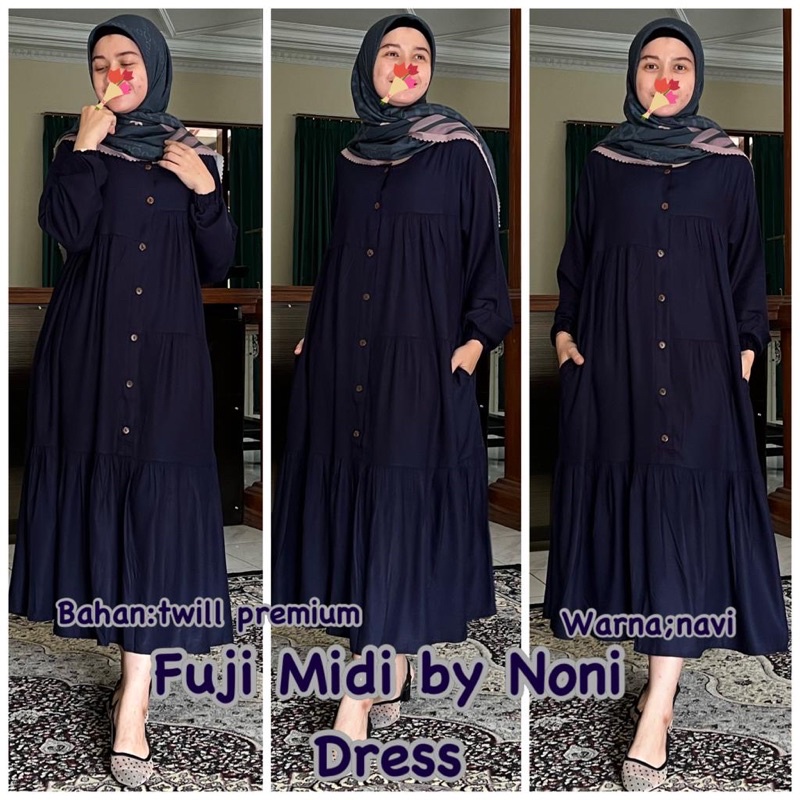 Daster Arab Noni FUJI Midi Dress Flowy Premium Twill