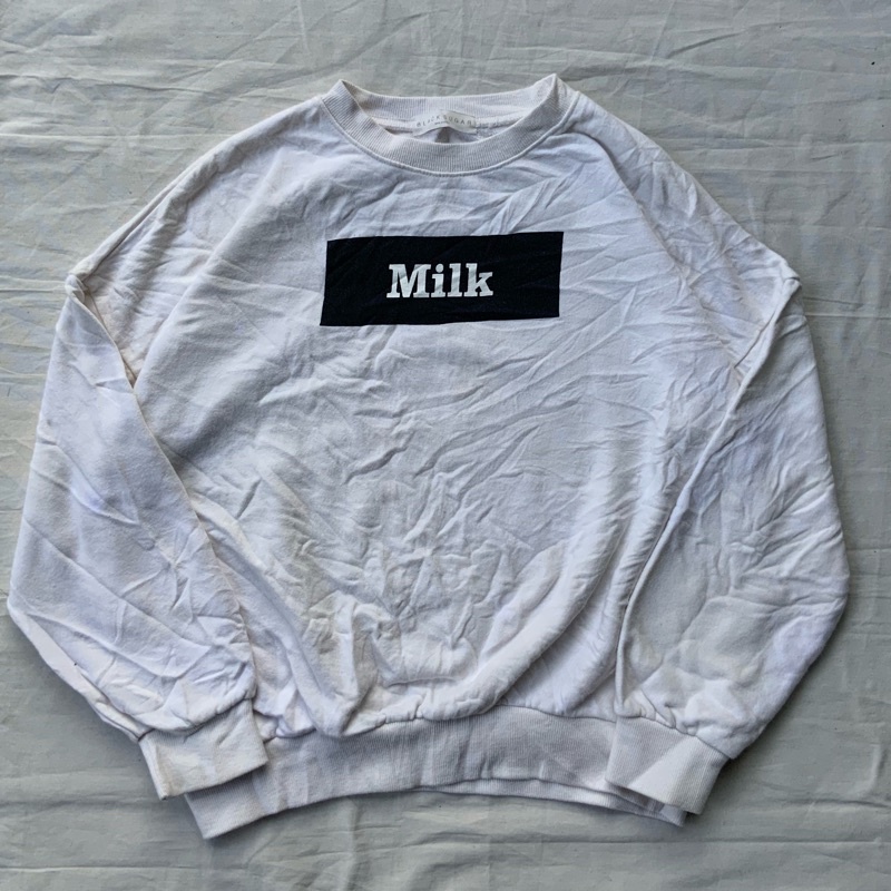 White milk Crewneck sweater sweatshirt by black sugar unisex