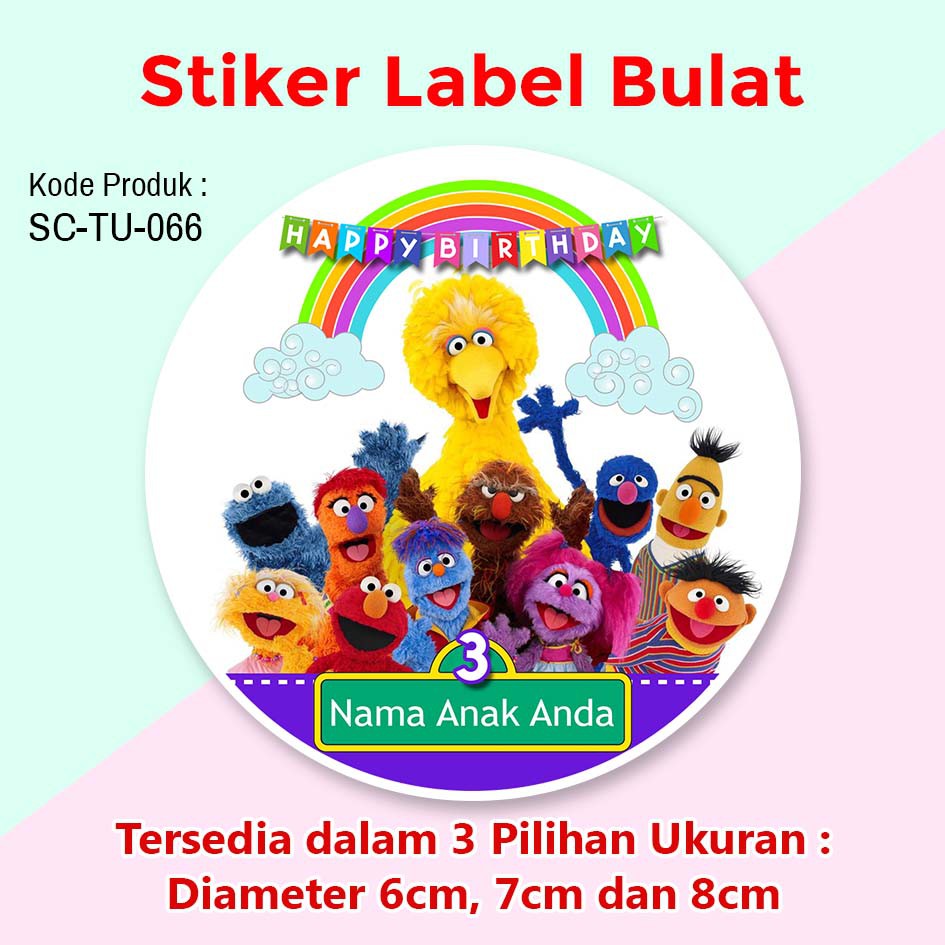 

STIKER LABEL ULANG TAHUN ANAK TUMPENG MINI SOUVENIR SESAME STREET