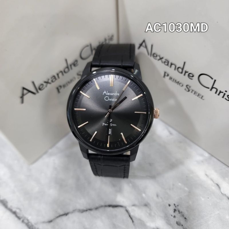 jam tangan pria original ALEXANDRE CHRISTIE AC1030MD LEATHER STRAP