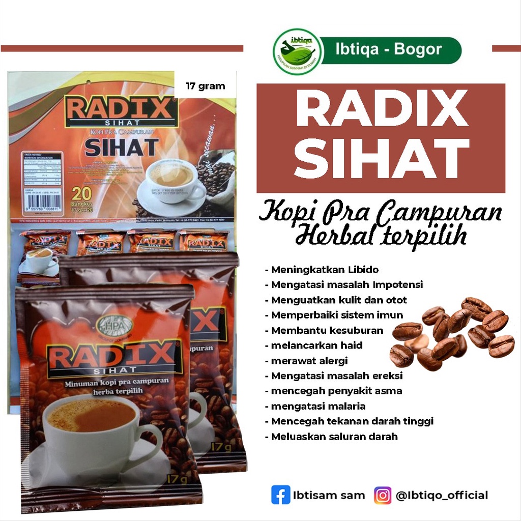 

kopi radix sihat I minuman kopi pra campuran herbal pilihan kualitas tinggi I Per 1 sachet Original