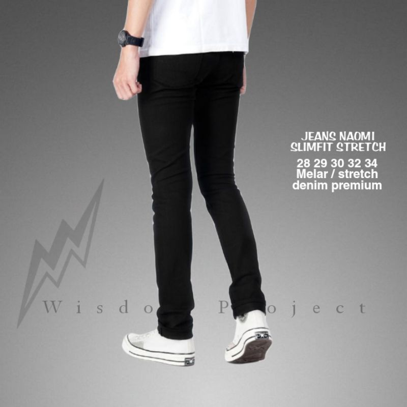 Wisdom Project Jeans Naomi Slim Fit Black Premium Stretch Denim Pria