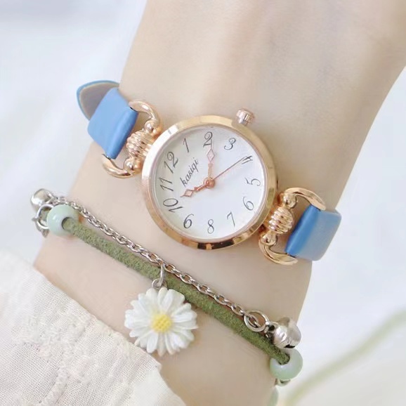 [COD] Jam Tangan Wanita Elegan Strap Pu Dial Bulat Angka Korean Fashion Import