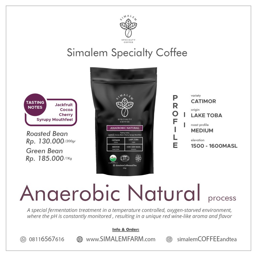 

Biji Kopi Arabika Karo Wine Anaerobic Natural Simalem Specialty Coffee - BIJI