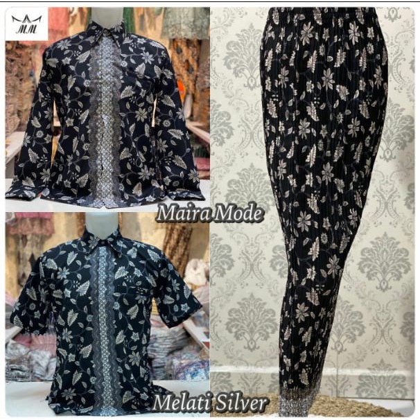 Rok plisket dan Kemeja Batik Pria / Couple plisket / Couple Batik / Batik Couple / melati silver