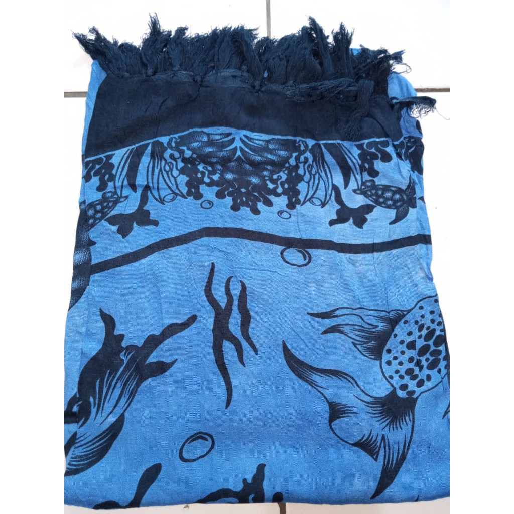Kain Bali Wisata Pantai Motif Hewan Laut 160 cm x 120 cm Rumbai Sembilanmode