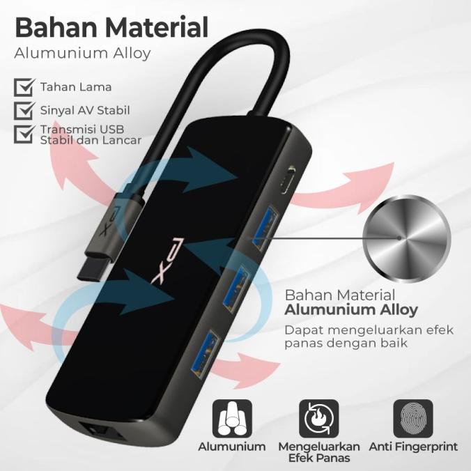 TERMURAH Type C to HDMI Hub Converter Macbook LAN Gigabit 8 in 1 PX UCH80B