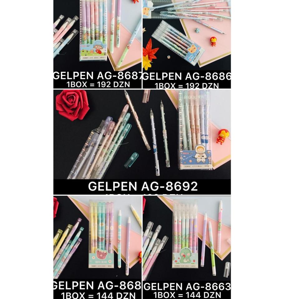 

(TERPERCAYA) 12 Pcs/ 1 Lusin Bolpen Pulpen Pena Gel Mika 0,5 mm Ai Gou ANEKA Karakter