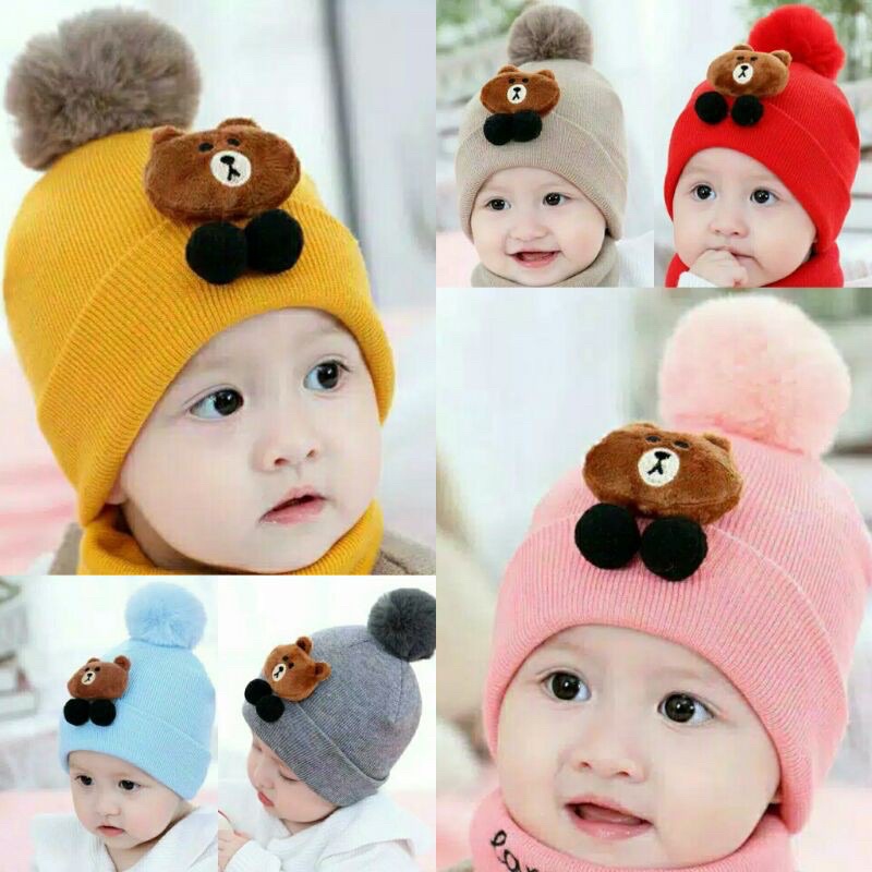 Topi Bayi BONEKA BEAR/ Kupluk Boneka (0-3Thn)