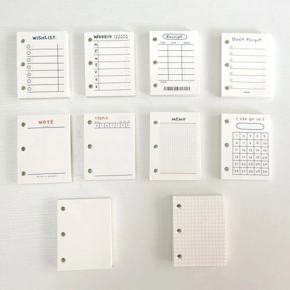 Agustina Paper Refill Mini Diary 6X8cm 3lubang Grid Blank 60sheets Notebook Halaman Dalam