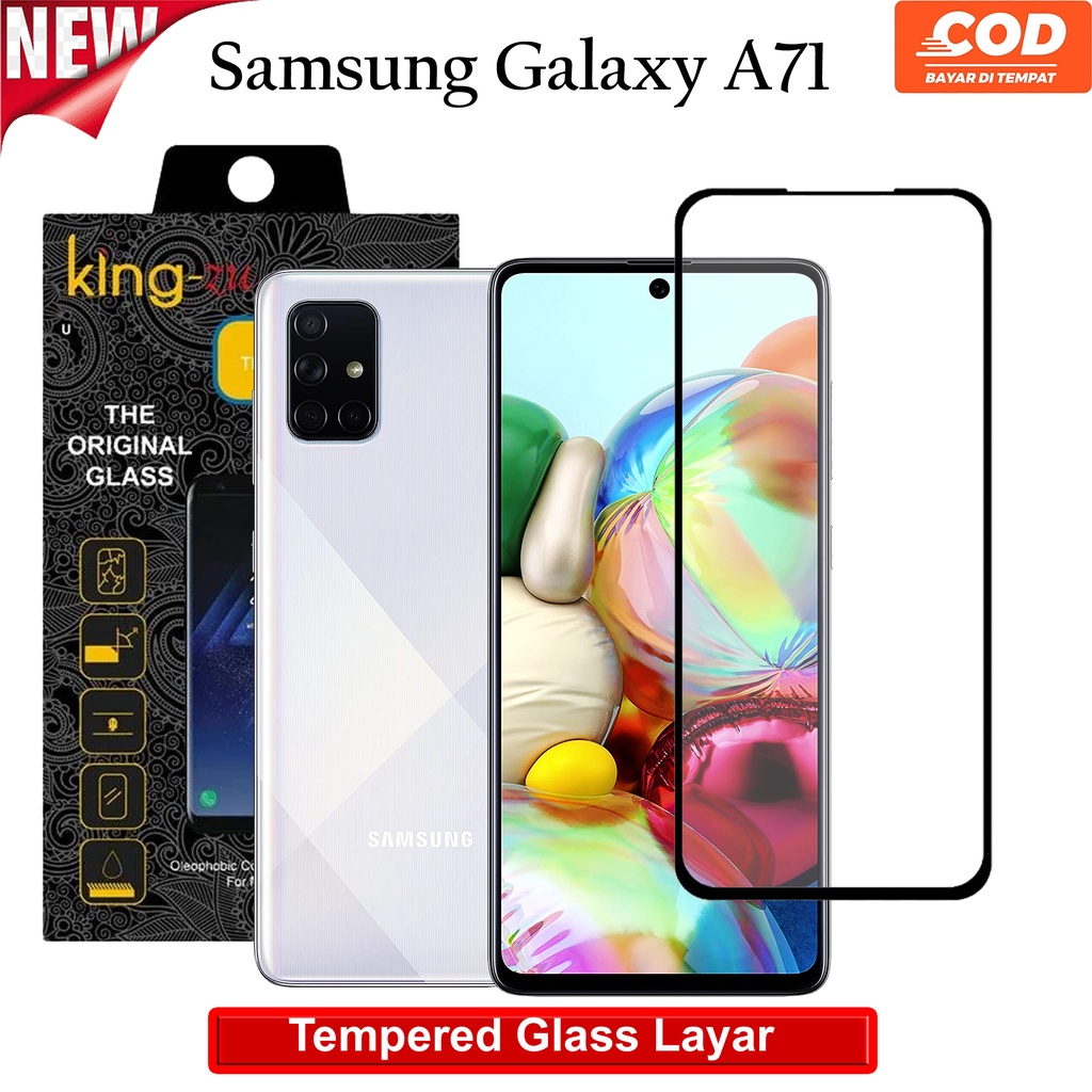 Tempered glass Kaca For  Samsung Galaxy A71 6.7" 2020 Full Cover 9D BENING lis Hitam Anti Gores Hp